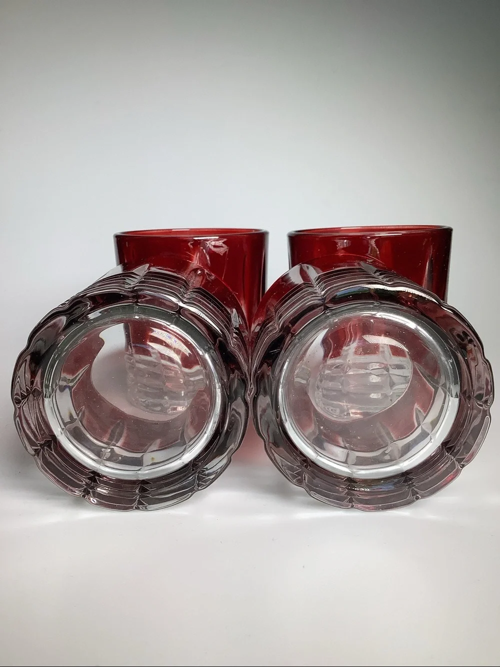 Red Grove Set of 4 Ruby Red Cut Glass 11 ounce Tumblers(DOF)  New in box